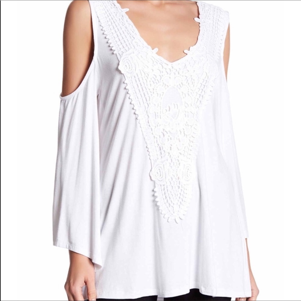 WHITE COLD SHOULDERS KNIT TUNIC SUMMER TOP A3C - Picture 5 of 8